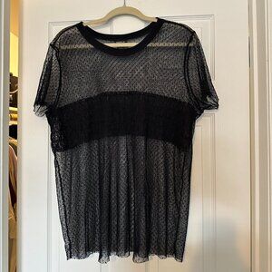 Torrid Black Mesh Short Sleeve Sheer Top 2x